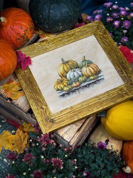Набір для вишивання хрестиком "Осінній врожай" (гарбузи, осінь, натюрморт 17,5*15см) ЛВ-158 фото