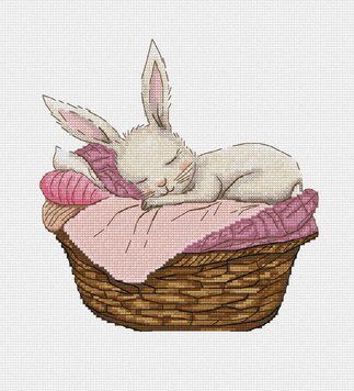 Набір для вишивання хрестиком "Солодкий сон" (зайчик, дитячий сюжет, метрика, милий, затишний дизайн) ЛВ-161 фото