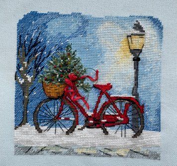 Набір для вишивки хрестиком «Ровер» (велосипед, бісер, стрічки, 25×25 см) ЛВ-138 фото